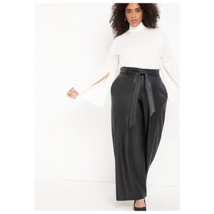 NWT Eloquii Vegan Leather Tie Waist Pants